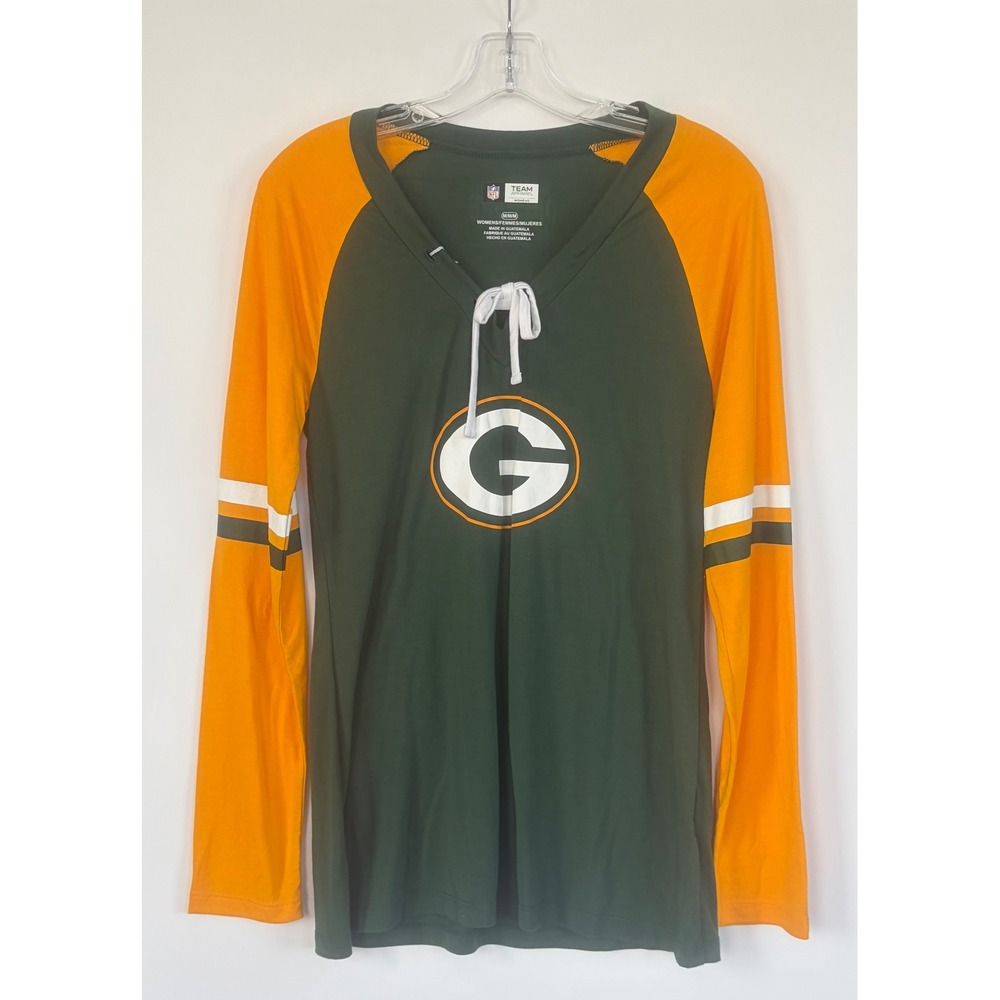 NFL Team Apparel Green Bay Packers Lace Up Shirt Womens Medium Long Sleeve NFL